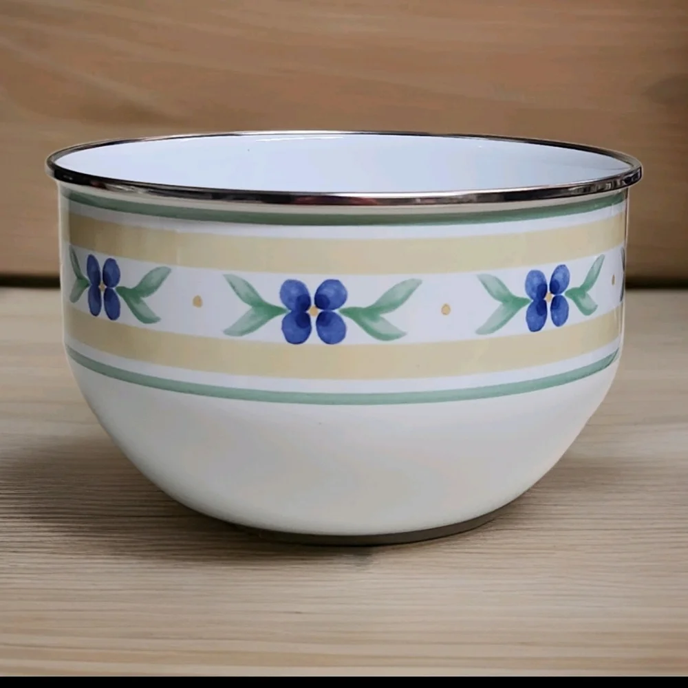 Pfaltzgraff “Summer Breeze” Metal Mixing Bowl Trio | Enamel Nesting Set